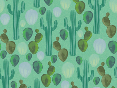 Cactus Pattern artwork cactus cactus pattern digital art illustration pattern art pattern design pattern illustration plants surface design