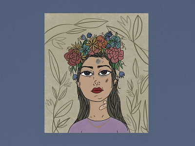 Framed Art Grundge art print artwork beat up dawing design digital art draw everyday floral floral art flowers girl art illustration leaves looking up procreate society6 try trying women in illustration