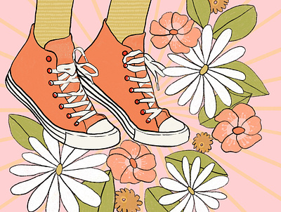 All Star Flowers all stars artwork converse design digital art draw everyday floral art flower illustration illustration procreate shoes society6 women in illustration