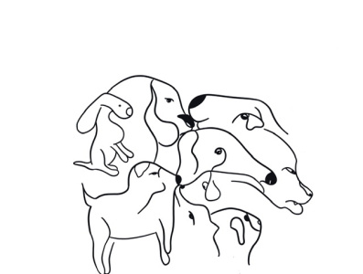 Dog Shapes artwork black and white dog lines doodle draw everyday illustration