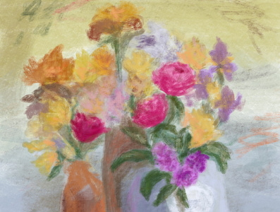 Flowers Still Life art artwork drawing flowers illustration pastels still life