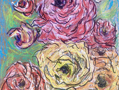 Chalky Roses artwork digital art flower drawing illustration mixed media paper pastels procreate
