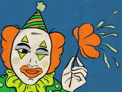 Gotcha - Clown Illustration artwork clown digital art draw everyday halloween illustration procreate retro
