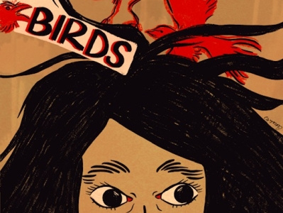 The Birds - Movie Illustration alfred hitchcock artwork digital art film poster halloween illustration movie october procreate spooky