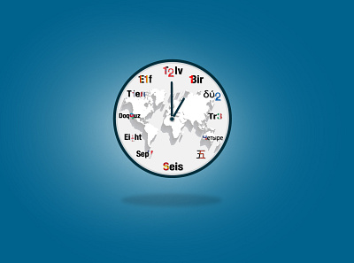 Word Clock blue clock design illustration vector wallpaper word