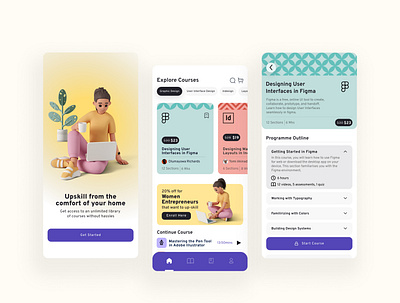 UpSkill App - Online Learning App app design ui ux