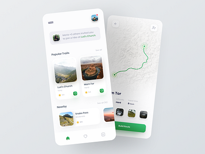 Hiking App app design explore green hiking light ui mobile design mobile ui nature nature photography trail ui uiux webdesign
