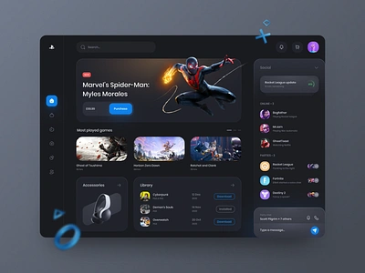PlayStation Dashboard app app design dashboard dashboard app games gaming interface playstation sony ui ux video game webdesign website