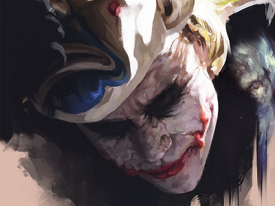 Joker batman christopher nolan comic dark knight dc digital painting drawing illustration joker painting portrait realism