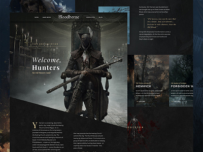 Bloodborne Hub bloodborne design gaming horror landingpage onepagesite responsive ui ux webdesign