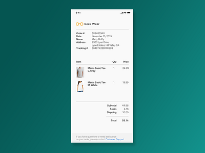 Receipt - Daily UI 17 daily ui daily ui challenge mobile app mobile ui design receipt sketchapp ui user experience user interface ux