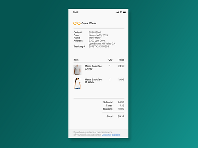 Receipt - Daily UI 17