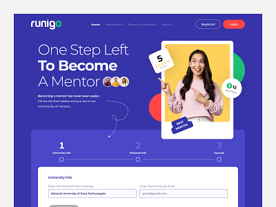 Runigo - Become mentor page UI/UX blockchain branding crypto design e commerce landing landing page design mentor platform ui nft ui ulux ux visual concept