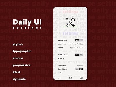 Setting Page app daily ui 007 daily ui 7 dailyui dailyui007 design settings settings page ui ui design