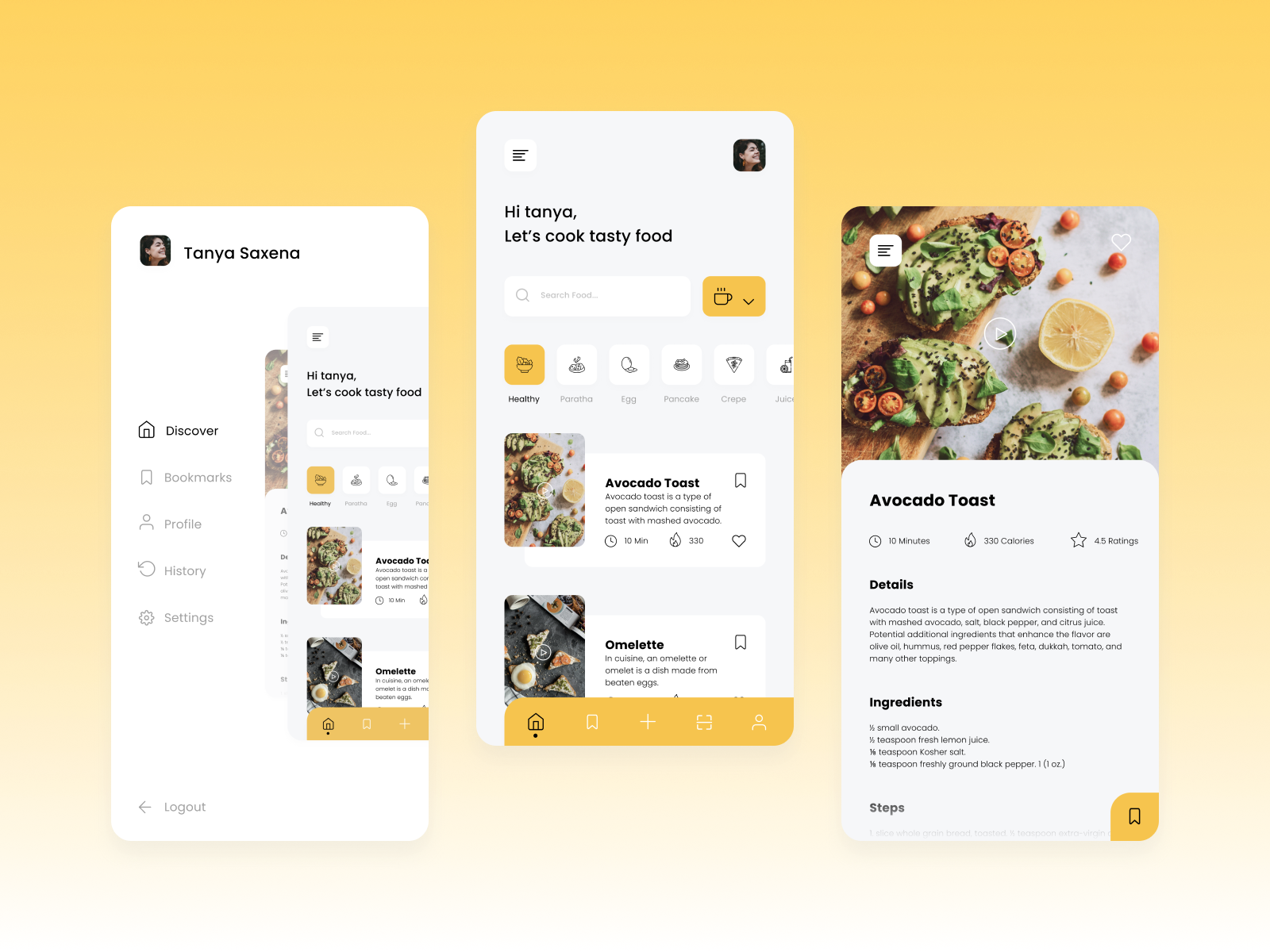 Food recipe app by Aesha on Dribbble