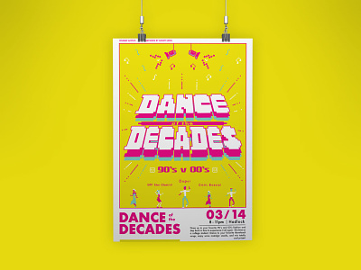 Dance of the Decades Event branding design flat illustration vector