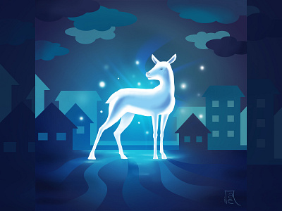 Christmas doe blue bluecity christmas christmastale deer digitalart digitalcolor digitalcolour digitalillustration digitalpaint doe illustration immaginaria2022 photoshop