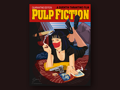 Pulp Fiction Quarantine Edition digital digital drawing illustration art illustrator poster pulp fiction quarantine