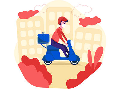 Quarantine Routine Series - Illustration - Delivery Service character design cuarentena delivery service digital art face mask happy healthy illustration illustrator ilustración lifestyle quarantine quedate en casa routine safety stay at home vector art wellness