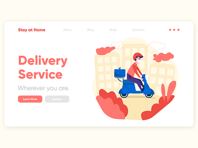 Quarantine Routine Series - Landing Page - Delivery Service adobe xd coronavirus cuarentena cubrebocas delivery service digital art facemask health healthcare illustration ilustracion quarantine routine sickness stay at home user interface vector art virus web design