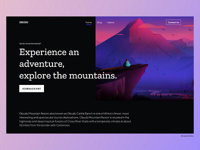 Obudu hero section illustration mountains uidesign