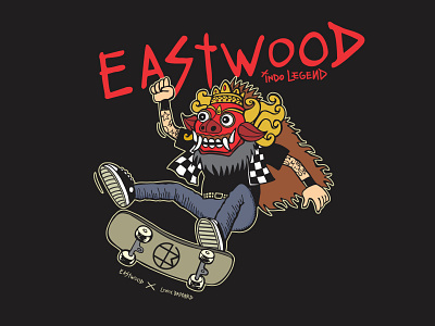 Eastwood INDO LEGEND ( Barong Skate ) cartoon character cartoon illustration drawing illustraion logo logo illustration mascot mascot character mascot design vector