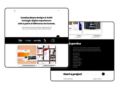 Creative Bears; A UX Agency agency animation bears black branding company design firstshot icon logo minimal mustard projects shadow type ui ux web website white