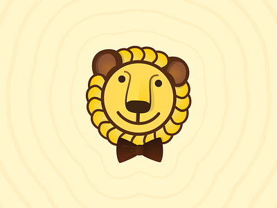 Kind lion animal bow tie cute leo lion smile trademark yellow