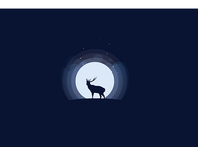 Elk and the moonlight adobe animal art design elegant elk first firstpost horn horns illustraion illustrator moon moonlight post simple stars typography webdesign