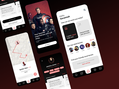 Marvel Superhero Concept App | UI Design app concept app design mobile ui ui design user interface ux
