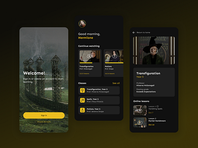 Hogwarts e-Learning Concept App | UI Design