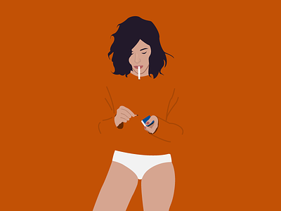 Light my fire girl illustration smoking vector art
