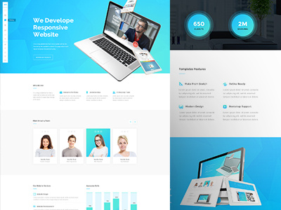 Boo Template blue creative portfolio psd studio