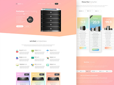 Cocohost Template calm clean cloud database gradient hosting server smooth