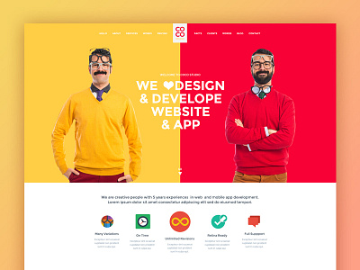 Coco Flat Design agency flat personal red yellow