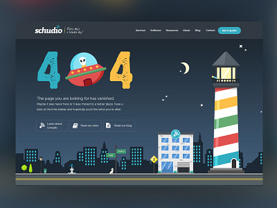 Schudio 404 page design