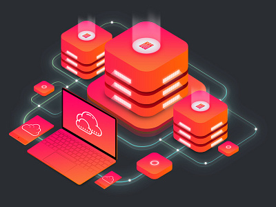 Isometric Web Hosting Illustrations cloud hosting illustrations isometric server web