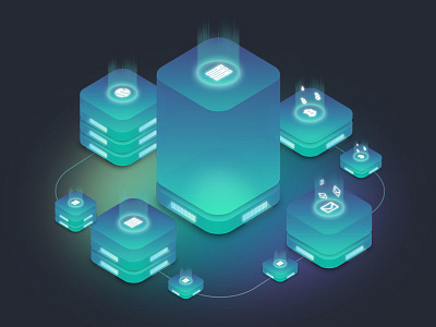 Isometric Server Illustration bitcoin blockhain cloud hosting crypto cryptocurrency hosting ico isometric isometric design isometric servers server servers web hosting wordpress wordpress hosting