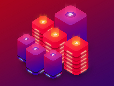 Isometric Hosting Server Illustration