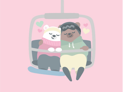 Love lift us up vector illustration bear ski snowboard lift happy valentines day valentines day valentine love