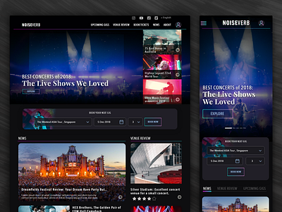 NOISEVERB concert landing page music news ui