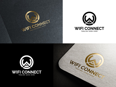 W   C With Wifi Icon  Monogram Logo