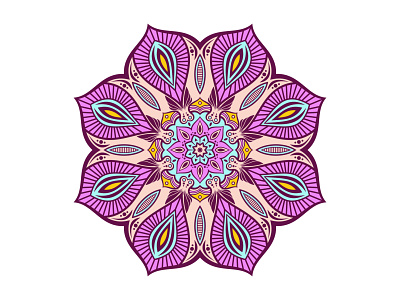 Mandala color design flat illustration mandala ornament round style symbol symmetrical