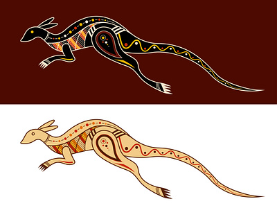 Kangaroo. Aboriginal art style. aboriginal australian decorative design flat illustration kangaroo style vector