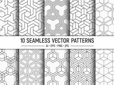 10 seamless geometric vector patterns backdrop background design fabric geometric hexagon illustration ornament paper pattern pattern design seamless style surface design surface pattern textile vector