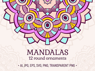 Set of 12 unique mandala designs.