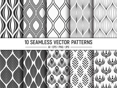 10 seamless geometric vector patterns art background clip fabric pattern collection