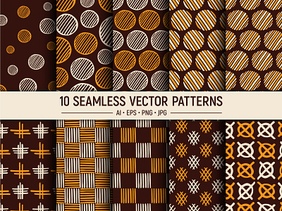 10 Hand drawn seamless vector patterns art clip fabric handdrawn pattern collection