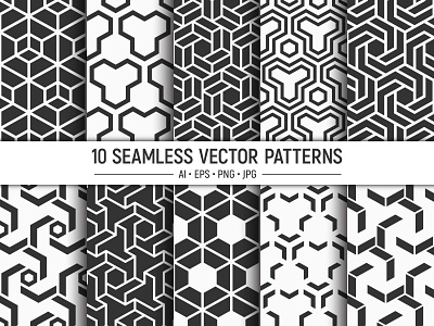 10 seamless geometric vector patterns art backdrop background clip design fabric geometric graphic hexagon illustration ornament paper pattern pattern design seamless style surface design surface pattern textile vector