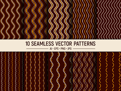 10 seamless wavy lines geometric vector patterns
